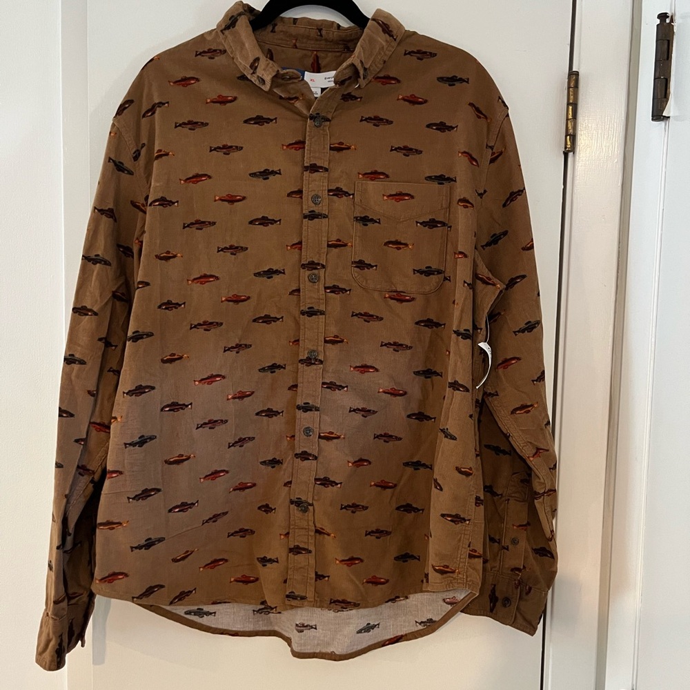 Old Navy | Corduroy Button-Down Shirt with Fish NWT